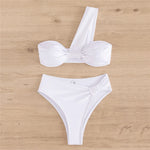 Brown One Shoulder Bikini High Waist Sexy Swimsuit Women 2026 Solid Swimwears Bathing Suit Bandeau Bikinis Sets De Mujer Biquini