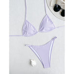 XS - L Ribbed Halter Bikini Women Swimwear Female Swimsuit Four-pieces Bikini set With Sarong Bather Bathing Suit Swim V3152B