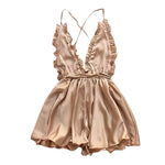Sexy Lingerie Women's Sexy Dress With Wooden Ear Edge Deep V Neck Neck Tie Backless Sexy Lingerie Set 3x