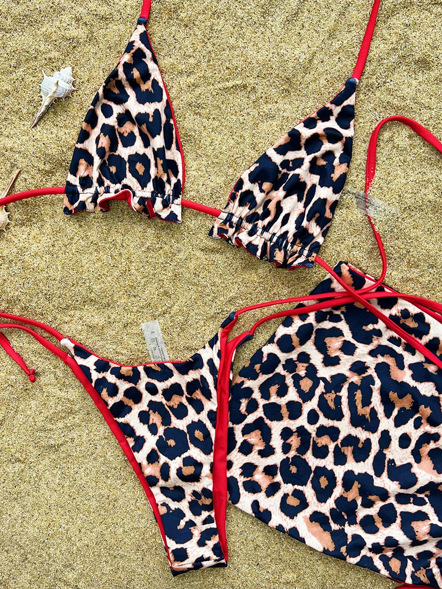 XS - L Doulbe Side Wearable Reversible Bikini Women Swimwear Female Swimsuit Three-pieces Bikini Set Ruffled Bathing Suit Swim