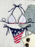 Women's Sexy American Flag Print Halter-Tie Bikini Swimsuit Set — Sporty Style
