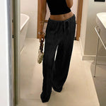 Women's trousers, fashionable and versatile, solid color, drawstring straight trousers, beach sun protection trousers
