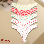5Pcs Women G-string Seamless Sweet Fruit Thongs Low-waist Panties Ladies Soft Cute Thongs Female S-XL T-Back Panties Underwear
