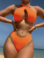 Halter Push Up Bikini 2026 Hollow Out Swimsuit Women Padded Swimwear Female Bathers Bathing Swimming Swim Suit Beachwear