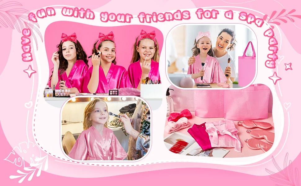 6/8/12Pcs Spa Party Robes Gowns for Girls Kimono Satin Robe Kids Birthday Party Favors Slumber Party Robe Birthday Squad Robes