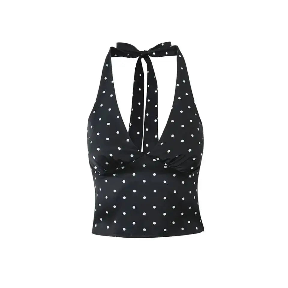 2026 Women Vintage Black White Polka Dot A-line Knee Length Skirt Sexy Low Waist Holiday Summer Skirts Slim Mini Skirts J7L2