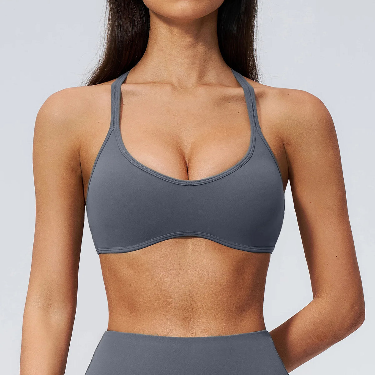 Solid Color Soft Cross Back Fitness Bra Women Tights Yoga Vest High Strength Shockproof Gym Sports Top Push Up With Chest Pad