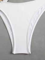 Sexy Black Hollow Out Bikini 2025 Women One Shoulder Metal DesignerBackless Thong One Piece Swimsuit Summer Bathing Suits