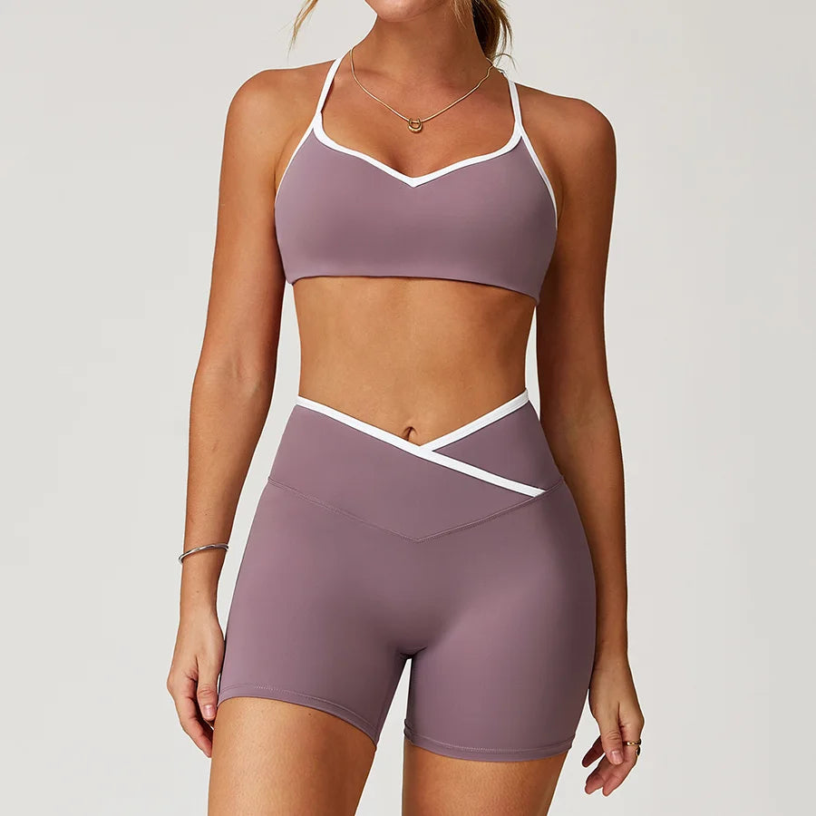 Sportswear Woman Gym Sports Bra Shorts Leggings 2 Piece Set Workout Naked Feeling Seamless Female Fitness Clothing Tracksuits