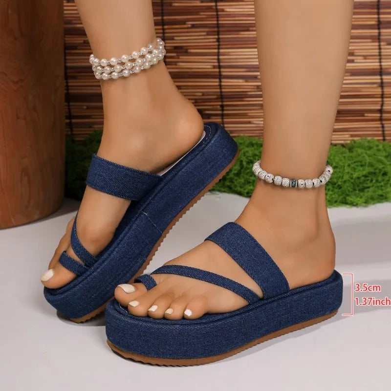 New 2026 Large Size Women's Sandals Platform Rubber Heel Open Toe Roman Style Shoes Leisure Comfortable