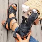 Lightweight Thick High Heels Sandals Women Plus Size 36-43 Summer Rome Shoes Woman Ankle Buckle Open Toe Beach Sandles Female