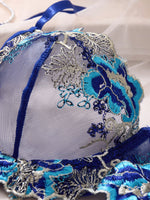 New Women's Vintage Embroidered Floral Lingerie Set with Steel Ring Push-Up Breathable Sexy Intimate Bra Set Close-Fitting