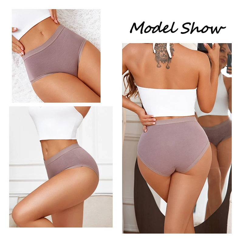 4Pcs/Set Women Cotton Briefs Seamless High Waist Breathable Underwear Female Stretch Comfortable Lingerie New solid color Panty