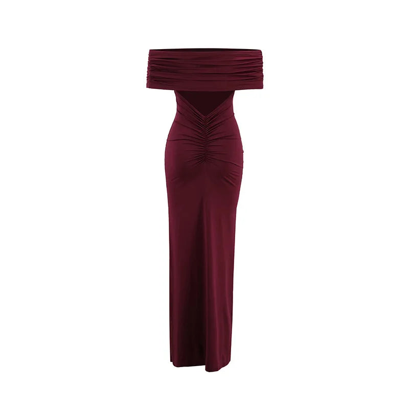 Temperament Slim Strapless Long Dress Women Solid Color Sexy Off-shoulder Backless Package Hip Sleeveless Club Party Dresses