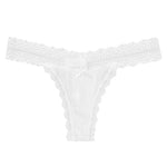 1pcs Low Waist Sexy Lace Elegant Lady Thongs Underwear Solid Breathable Sexy Lingerie Floral Female Panties Bow Women's G-string