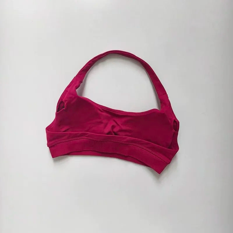 Women's Sexy Backless Yoga Sports Bra Shock-Absorbing Gathered Fitness Bra Beautiful Back Neck Hanging Design