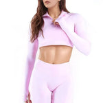 NCLAGEN Impact Crop Zippy Fitness Top Long Women Sleeve GYM Clothes Seamless Running Workout Quick Dry Pilates Sports Yoga Shirt