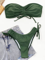 Lace Up Scrunch Butt Bandeau Bikini Female Swimsuit Women Swimwear Two-pieces Bikini Set Brazilian Bather Bathing Suit Swim Lady