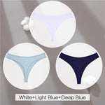 3Pcs/Set Women Cotton G-String Panties Female Low Rise Thongs Ladies Sexy Bikini 7 Solid Color Girl Soft M-XL Intimates Lingerie