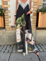Casual Vacation Style Print Spaghetti Strap long Dresses Women Sexy V-neck Backless Loose Sleeveless Dress Female Summer New