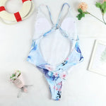 Sexy One Piece Swimsuit Swimwear Women Flower Fox Print Cross Back Straps Backless V-neck Beachwear Bathing Suit Banadores Mujer