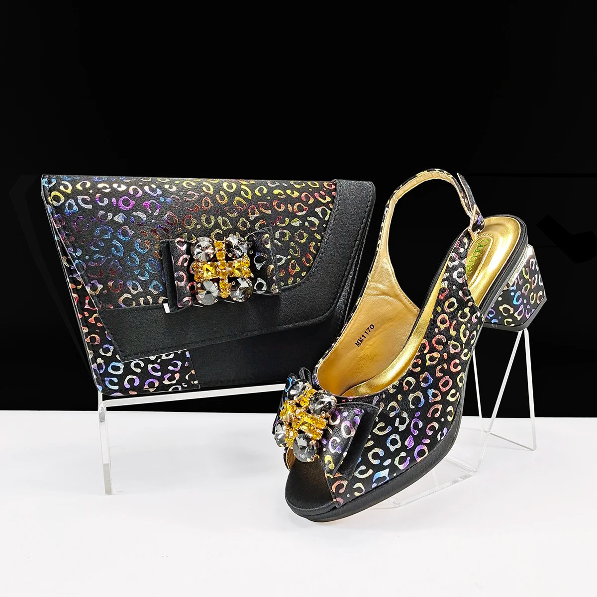 Doershow Italian green Shoes And Bag Sets For Evening Party With Stones Italian Leather Handbags Match Bags!1-1