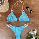 Splicing Halter Knitted Bikini Women Swimwear Female Swimsuit Two-pieces Bikini Set Brazilian Bather Bathing Suit Swim Beachwear