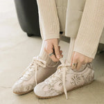 2026 Summer Gary Cute Flowers Ballet Flats Shoes Women Black Sweet Casual Sneakers Shoes Trainers Comfy Walk Daily Footwear