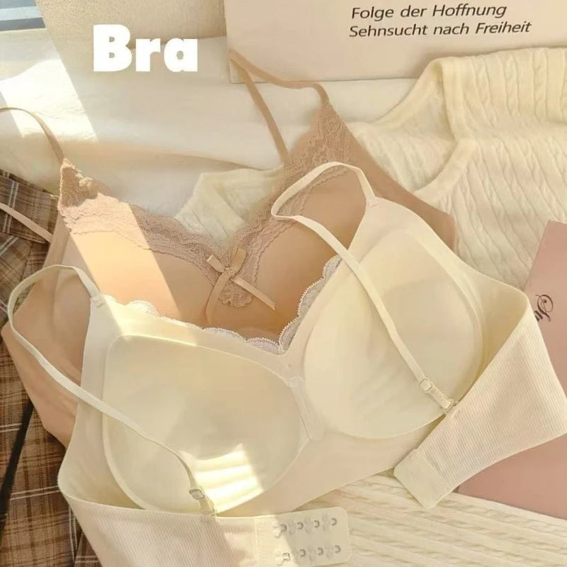 Women's Lace Bra Underwear Vest-Style Strips Beautiful Comfortable Bra Small Breasts Support Comfortable Wireless Underwear
