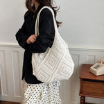 Yarn Hollow Out Large Capacity Shoulder Bags Summer New Ladies Bags Casual Soft Versatile Women's Handbags