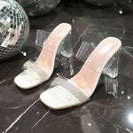Women PVC Jelly Crystal Chunky Heel Transparent Sandals Fashion Sexy Summer High Heels Sandalias Female Pumps Zapatillas Mujer