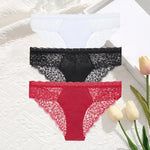 3Pcs/Set Seamless Lace Women Panties Transprant Hollow Out Low Waist Briefs Female Solid Soft Breathable Lingerie Underwear