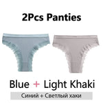 FINETOO 2Pcs/Set Women Cotton Brazilian Panties Plus Size M-2XL Lingerie Sexy Lace Underwear Low Rise Girls Intimates Underpants