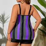 2026 Large Plus Size Tankini High Waist Swimsuit Women Strappy Striped Swimwear Female Bathers Bathing Swimming Swim Suit4XL