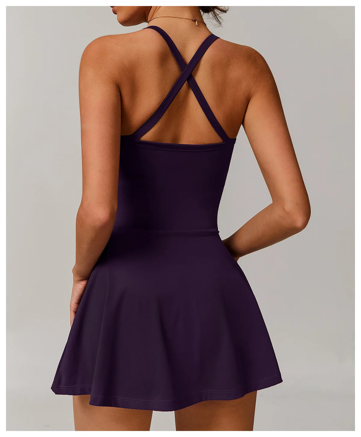 Summer Tennis Dress Women Sleeveless V Neck Slim Skirt Pleate Twisted Design Crossed Hollow Out Sports Yoga Golf Skirt Badminton