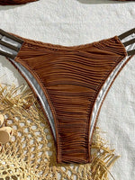 XS - L Wrinkled U Rings Bandeau Bikini Women Swimwear Female Swimsuit Two-pieces Bikini Set Bather Bathing Suit Swim Beachwear