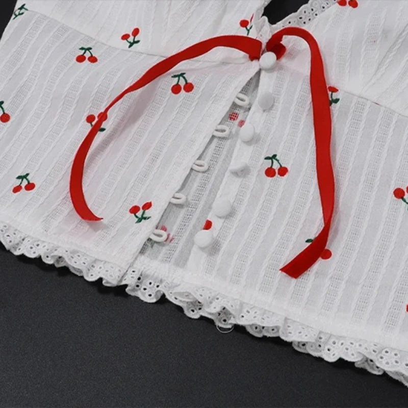 WhereMery Korean Fashion Print Halter Camis Tank Tops Summer Knitted Slim Fit Tank Top High Street Commuter Casual Women's Wear