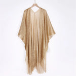 Sexy Fringe Tassel Mesh Sheer Shiny Knitted Tunic Beach Cover Up Cover-ups Beach Dress Beach Wear Beachwear Female Women V3321