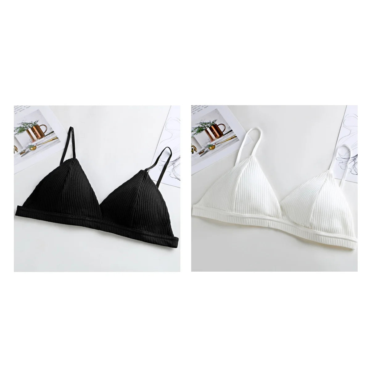 2Pcs/Set Cotton Bras For Women Push-Up Brassiere Sexy Lingerie Female Wire Free Seamless Underwear 1/3 Cup Padded Bralette