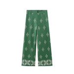 Foridol Geometric Embroidery Wide Leg Spring Summer Women Beige Long Pants Zip Fashion Trousers Pantalones De Mujer Autumn Pants