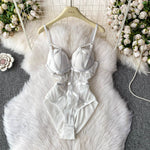 MOYISU Sexy Instagram Viral Bodysuit Women Pure & Sexy Sheer Mesh Halter Push Up Pads Summer Lingerie Euro Style Hot Sale SG