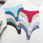 5Pcs Seamless Full-Body Fan-Shaped Wave Decorative Briefs Sexy Thongs Comfortable Breathable Stretch Underwear Women's Lingerie
