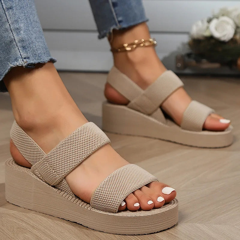 Big Size Minimalist Slingback Wedge Sandals For Women Outdoor Summer Platform Shoes Light Weight Soft EVA Female Leisure Sandals