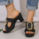 Thick High Heel Sandals Women Summer 2026Outdoor Slippers Plus Size Women Elegant Sandals