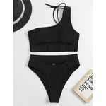 Sexy Tummy Cut out Female Swimsuit High Waist Bikini Women Swimwear Two-Pieces Bikini Set Bather Bathing Suit Swim Lady V2549