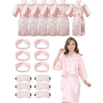 6 Pack Girl Birthday Squad Spa Party Robes with Eye Masks Headband for Slumber Wedding Bridal Flower girl
