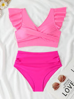 2026 Ruffle Bikinis Women Sexy Swimwear Female High Wasit Swimsuit Bathers Bathing Swimming Swim Suit Beachwear Summer