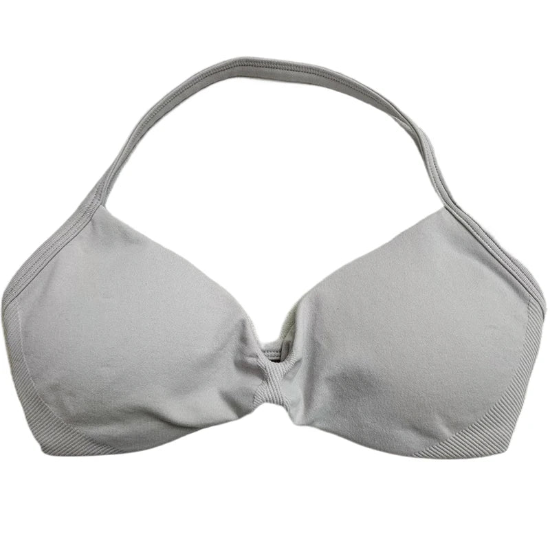 Strappy Sports Bra Seamless Women Clothes Halter Padded Yoga Bra Backless Gym Top Bras Fitness Scrunch Workout Yoga Tank Tops