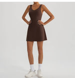 Tennis Fitness Dresses Women Fake Two Piece Sports Dress Outdoor Casual High ElasticityRunning Yoga Golf Mini Skirts