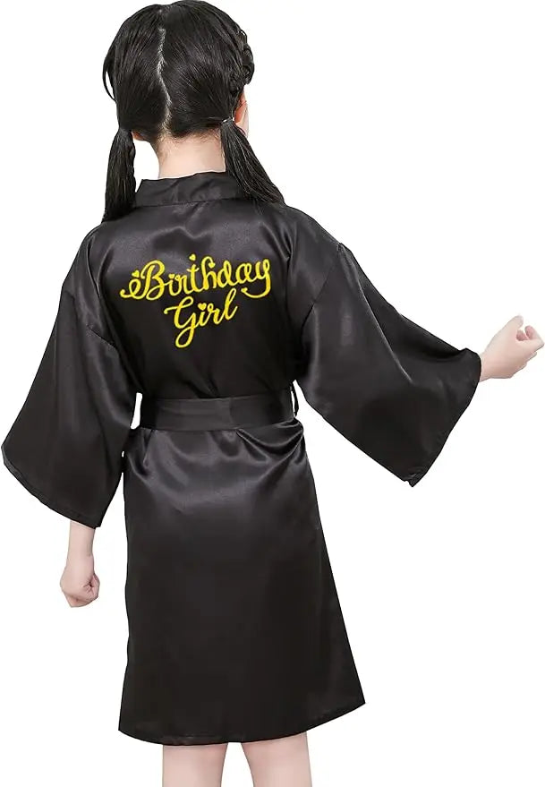 Birthday Squad Birthday Girl Princess Robe Spa Robes for Girls Party Satin Silk Kimono Robes Party Supplies